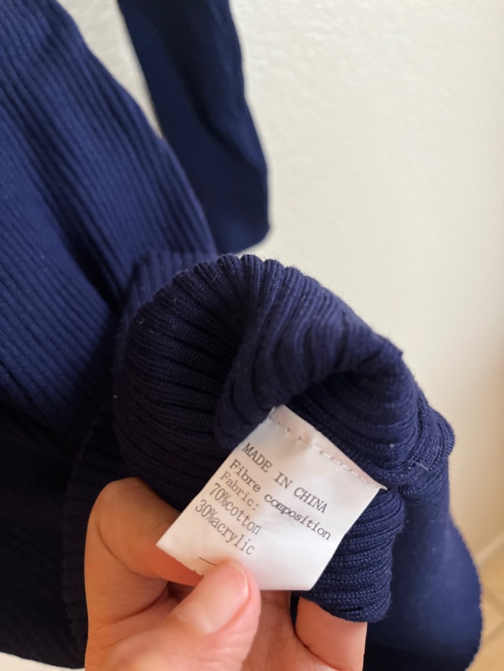 Abollria Navy Ribbed Turtleneck cotton Sweater Dress - Picture 3 of 5